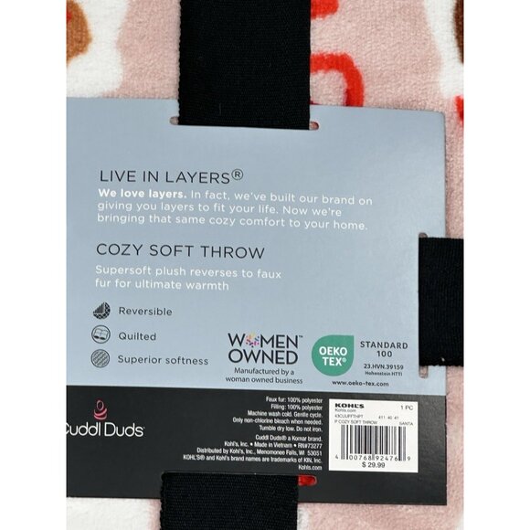 Cuddl Duds® Live In Layers Cozy Soft Throw Blanket Holiday Santa 50" x 60" - Picture 6 of 6